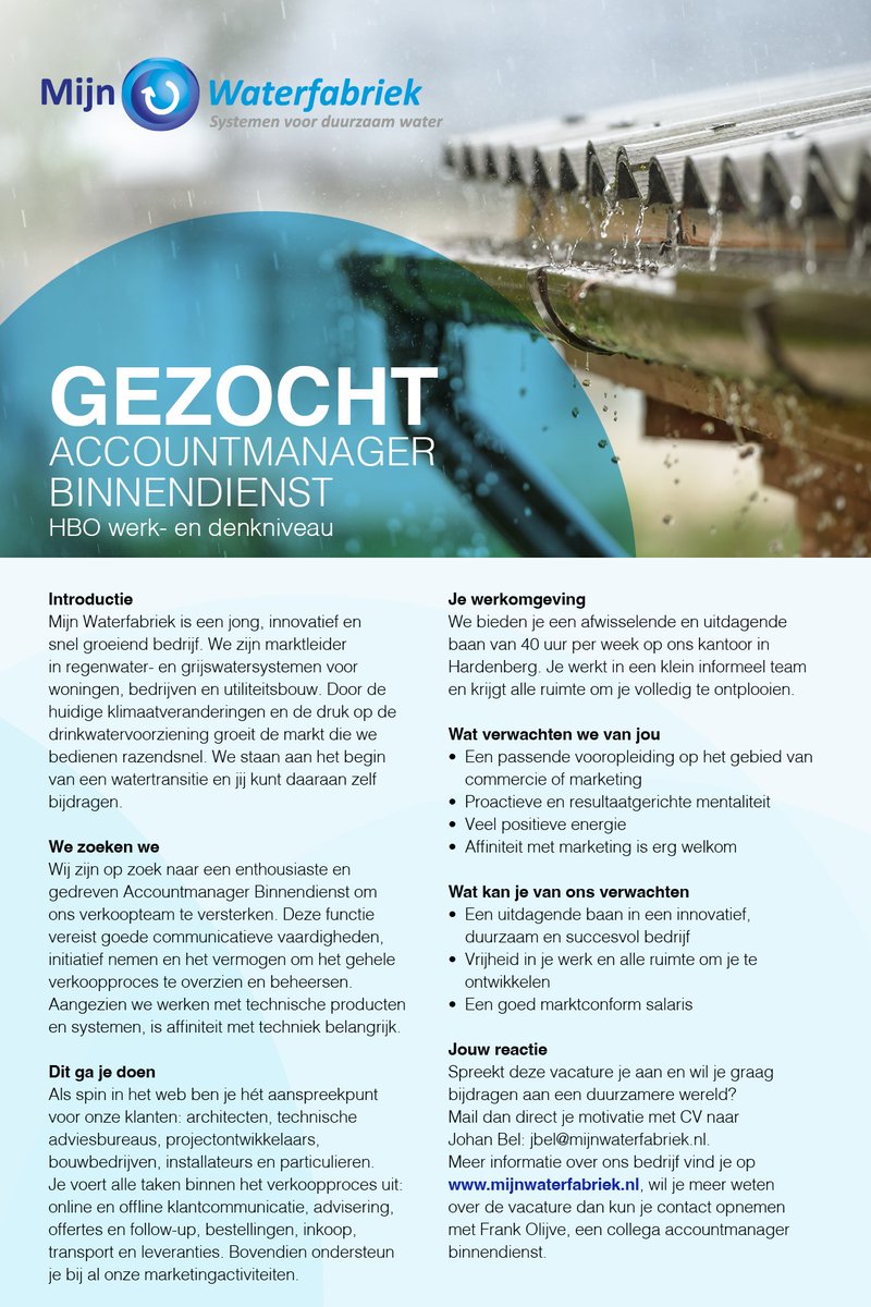 Jobalert- draag zelf bij aan de watertransitie