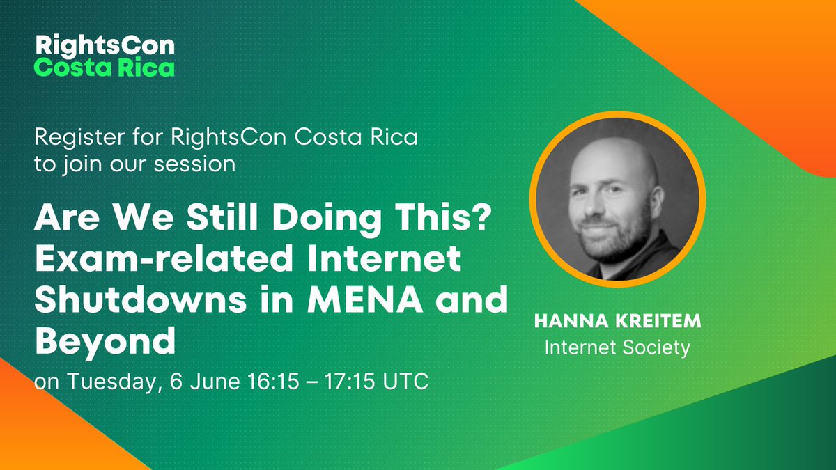 For those attending #RightsCon next week, be sure to add @hannaq's session to your 📅 to learn about exam-related Internet Shutdowns in the MENA region & beyond 

See the full list of @internetsociety sessions internetsociety.org/events/rightsc… 

#noexamshutdown #keepiton @accessnow @SMEX
