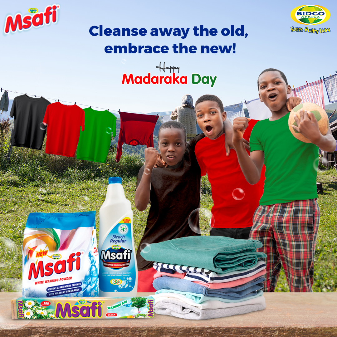 BidcoMsafi's tweet photo. Wash away the past, and embrace a fresh start. Happy Madaraka Day!

#UsafiHalisiNaMsafi #NimamboYote #Msafi #MadarakaDay #CleanseAndCelebrate #FreshStartMadarakaDay #LaundryBliss
#CleanFunMadaraka #MsafiDetergent #SparklingClean #MadarakaDayVibes #EmbraceTheNew #FreshLaundryLove https://t.co/ZweV9trF7R