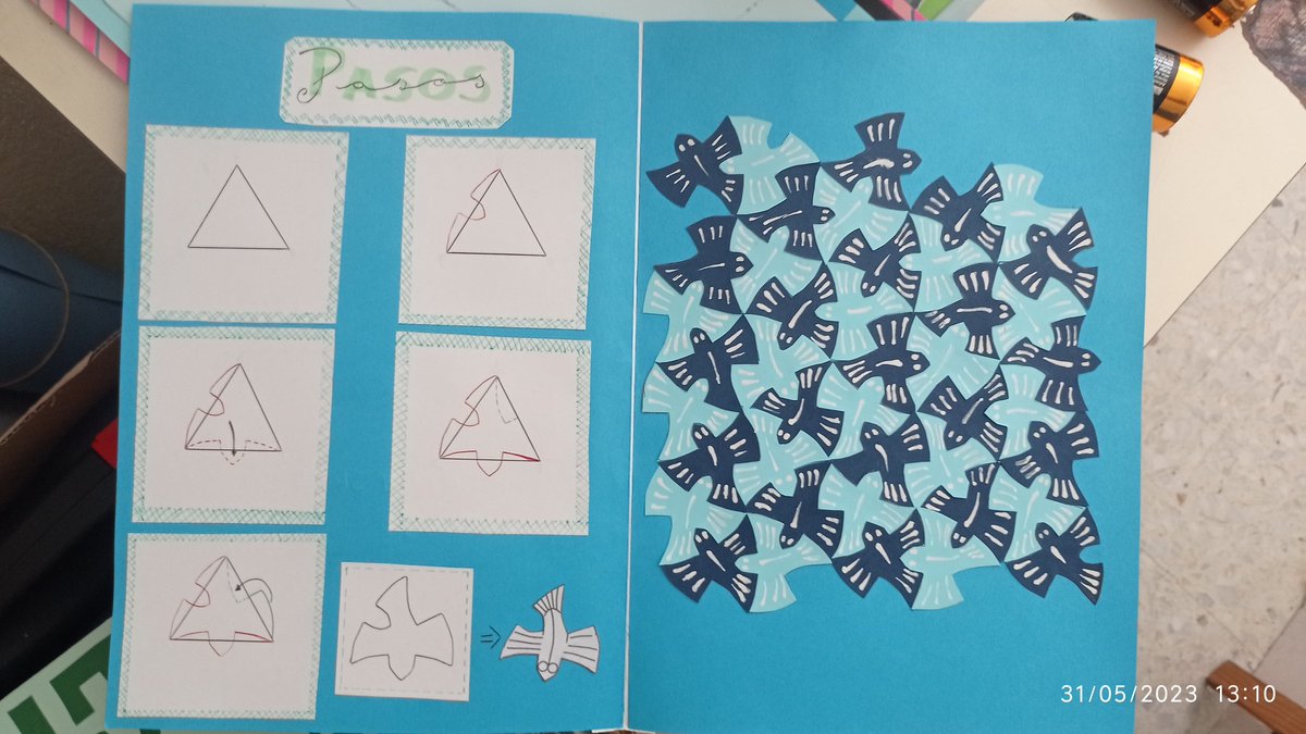 jlutrera67's tweet photo. Mosaicos Escher de los alumnos de 3°B de @coleliceoconsul .    La geometría vista desde otra perspectiva https://t.co/J8EWo0CP77