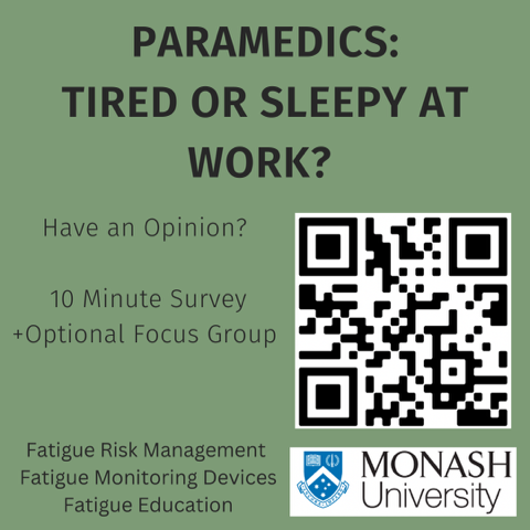 A/Prof Kelly-Ann Bowles (@k_bowles) on Twitter photo Our PhD candidate #MattFerris is very keen to better understand fatigue in paramedics. If you are registered with AHPRA as a #paramedic we would love to hear from you. Closing in a few days so please jump on now! <a href="/monash_para/">Paramedicine Monash University</a> monash.az1.qualtrics.com/jfe/form/SV_3W… Our PhD candidate #MattFerris is very keen to better understand fatigue in paramedics. If you are registered with AHPRA as a #paramedic we would love to hear from you. Closing in a few days so please jump on now! <a href="/monash_para/">Paramedicine Monash University</a> monash.az1.qualtrics.com/jfe/form/SV_3W…