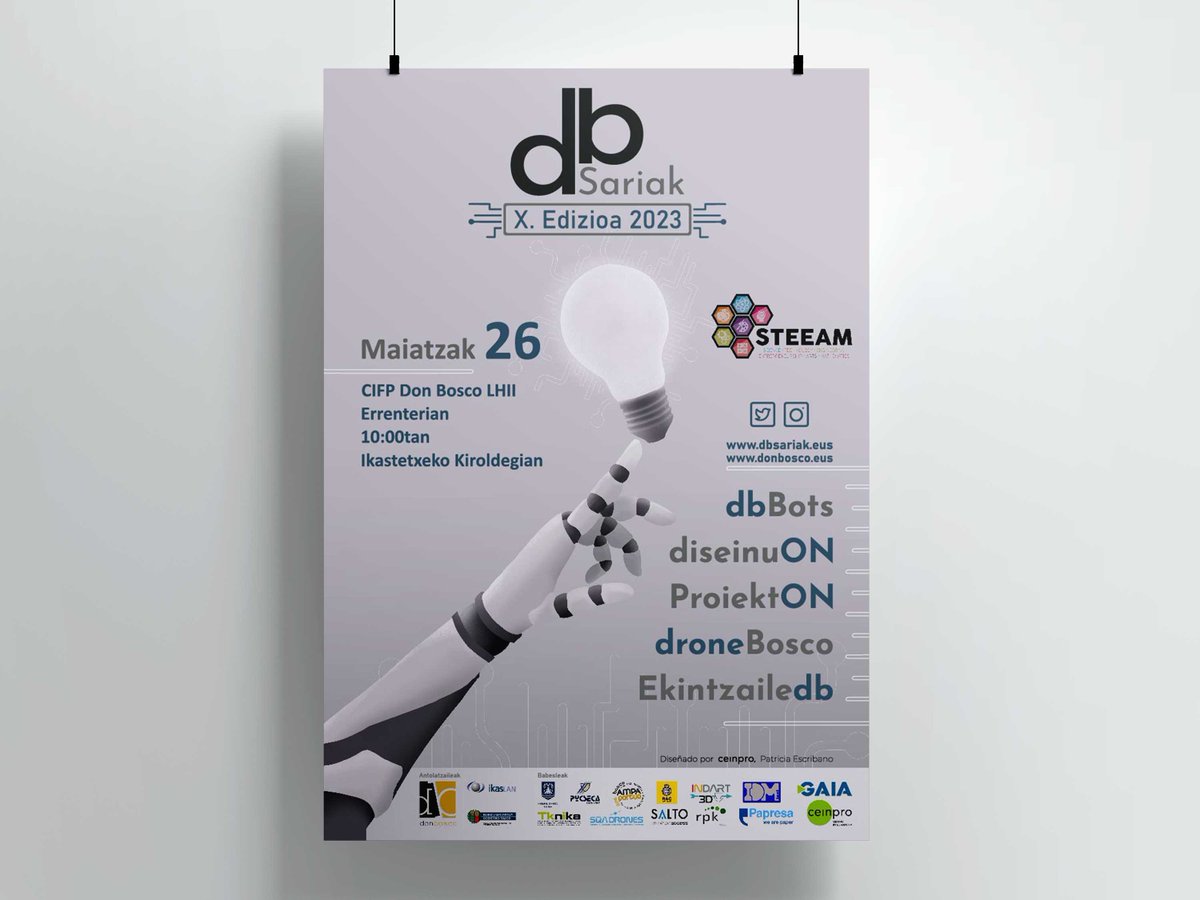 DON BOSCO SARIAK #DISEINUON

[Eus] #Ceinpro ko ikasleek #dbsariak antolatzeko kartel lehiaketan parte hartu dute. Lan eta sormen asteen ondoren, antolatzaileek Patricia Escribano hautatu dute lehen sariaren irabazle bezala.
Zorionak Patricia!
