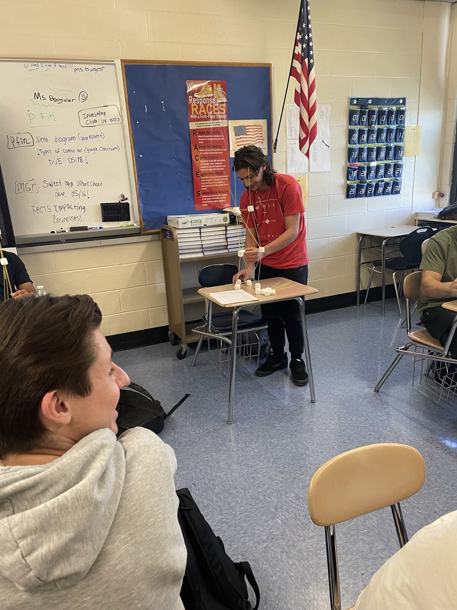 BethpageHS_Biz's tweet photo. Business Management students working as a team to learn the types of business structures and build the largest towers! #wearebethpage @BethpageUFSD https://t.co/GrXgNKRkSt