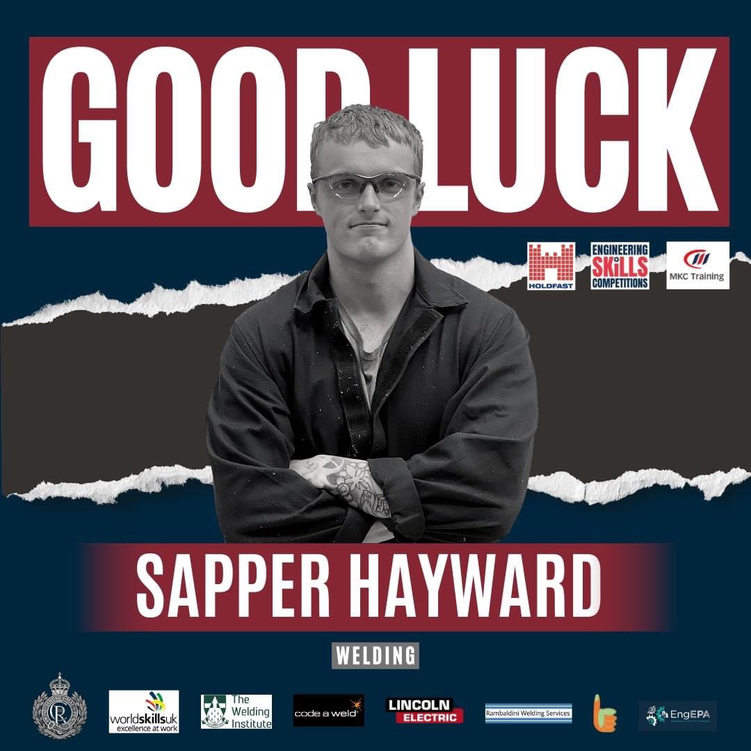 Good luck Sappers Turton, Parsons, Ibbotson and Hayward as they compete in the @worldskillsuk Welding competition Regional Qualifier today! 💪🏆 #SapperFamily #RoyalEngineers #WorldSkillsUk #Ubique #HoldfastTraining
