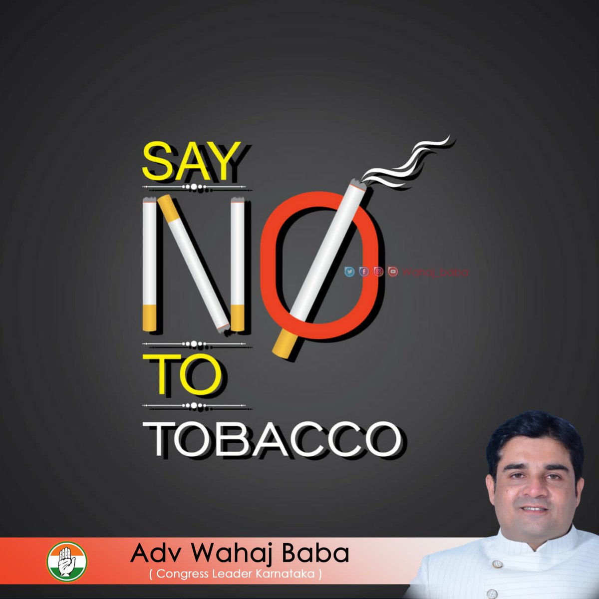 Saying no to tobacco is saying yes to life.
Let us save lives around us by making them aware of the threats tobacco poses to all of us.'
 'On World No Tobacco DAY.' #TobaccoAwareness