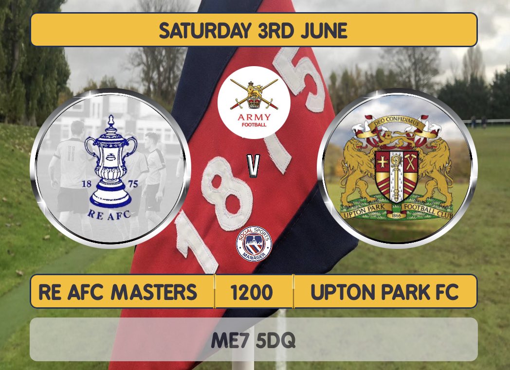 Our annual end of season presentation and dinner night takes place over this coming weekend. 

An RE AFC select and our Masters will be competing in two fixtures. 

All support welcome and encouraged. 

#UTS #SapperFamily <a href="/UPTON_PARK_FC/">Upton Park F.C.</a> <a href="/MidKentCollege/">MidKent College</a>