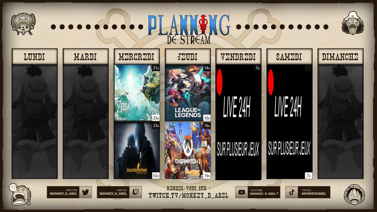 MD_abeL_'s tweet photo. Salut les mads voici le planning de la semaine !  Avec en prime mon premier live 24h ca va être une dinguz ! Par contre l'horaire du début du live 24h peut varier et on finira selon l'heure de commencement https://t.co/9UUlkAN4HV