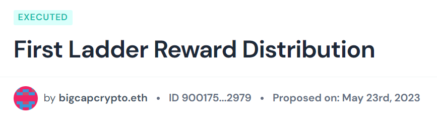 The 5 $ETH DAO proposal has been executed, and the first 2 $ETH buybacks have happened! Join the first $BIGCAP ladder to get a share of the rewards!