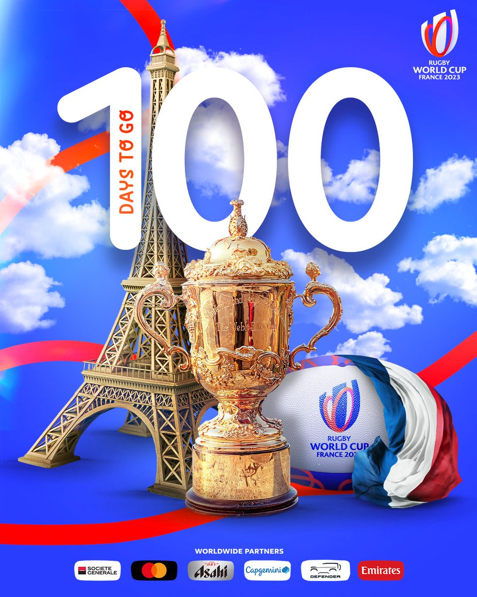 Just 100 days until the best players on the planet arrive in France!

The countdown is on... 🇫🇷

#RWC2023 | #100DTG