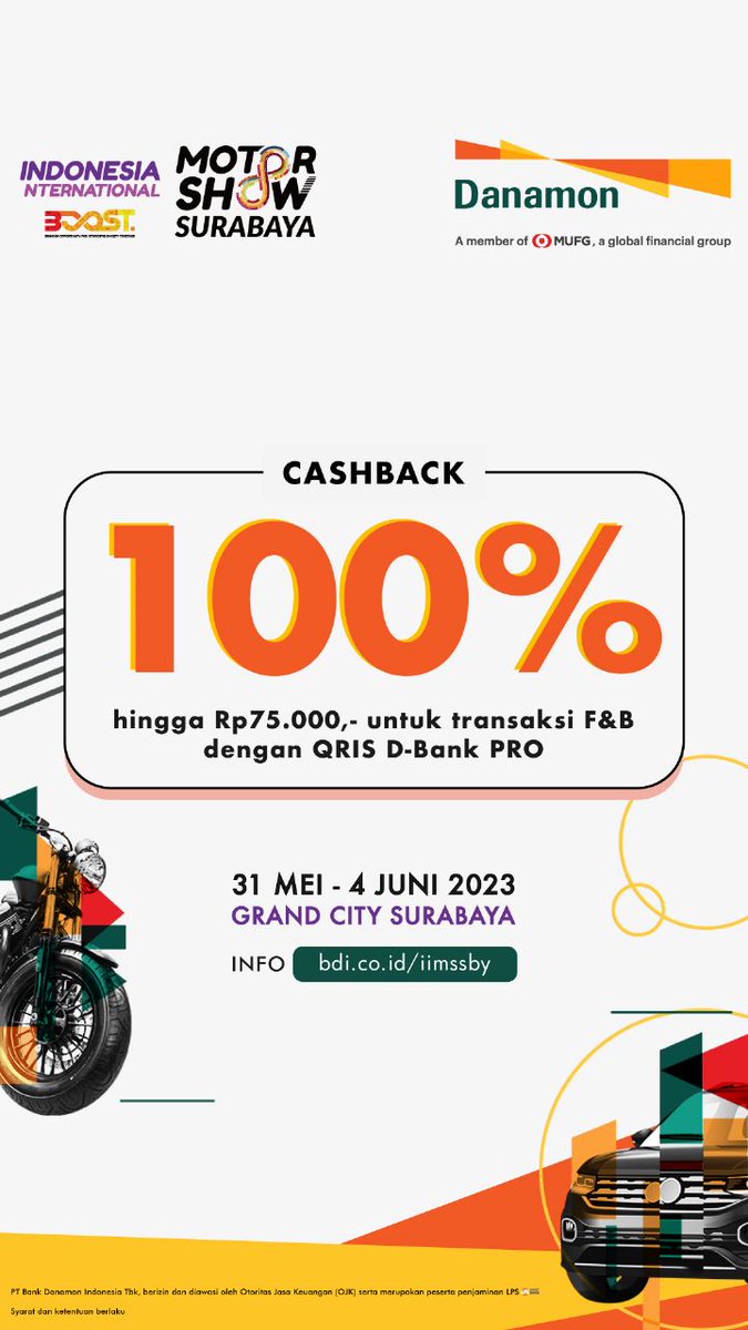 Liat mobil keren di IIMS Surabaya udah bikin happy banget, apalagi nih ya pas aku dapet promo cashback sampe 100% dari Danamon, auto maksimal happynya. Cus cek promonya deh biar kita untung bareng bdi.co.id/iims-sby