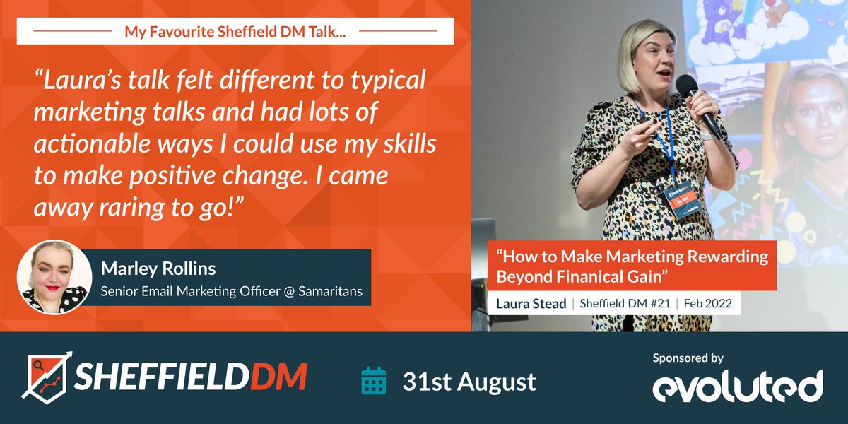 As we look forward to the expert talks at this summer's event, we're continuing to recap our regulars' favourites from the Sheffield DM back catalogue. ⏪

Today it's <a href="/samaritans/">Samaritans</a>' email whizz Marley, who loved <a href="/Stead_Marketing/">Laura Stead</a>'s inspiring talk at our February 2022 event! 🙌