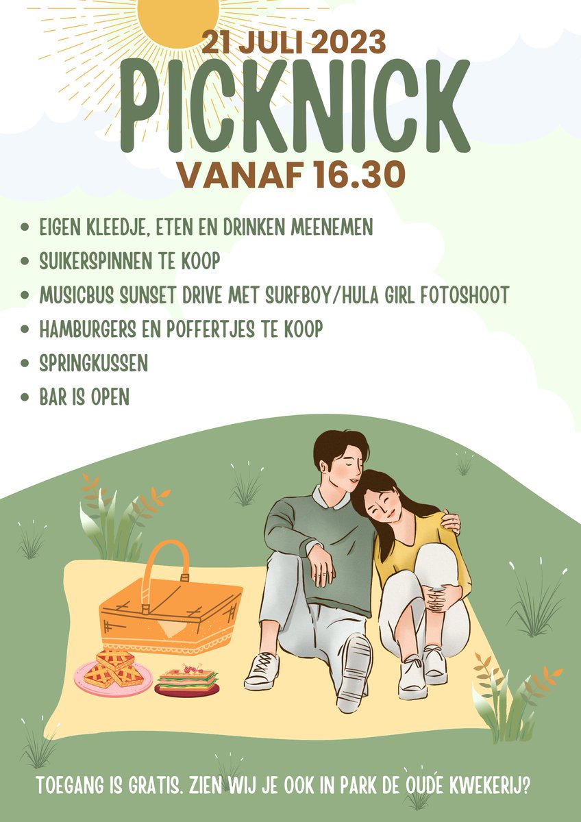 Zet 21 juli alvast in jouw agenda voor een heeeeeerlijke picknick in ons park!