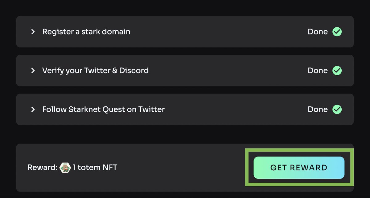 TraderTamer's tweet photo. Sonunda Starknet ID Totem NFT'nizi talep edebilirsiniz ✅
#airdrop #starknet #starknetnft #starknetid
via: @asedd72 https://t.co/T6jaabzMer