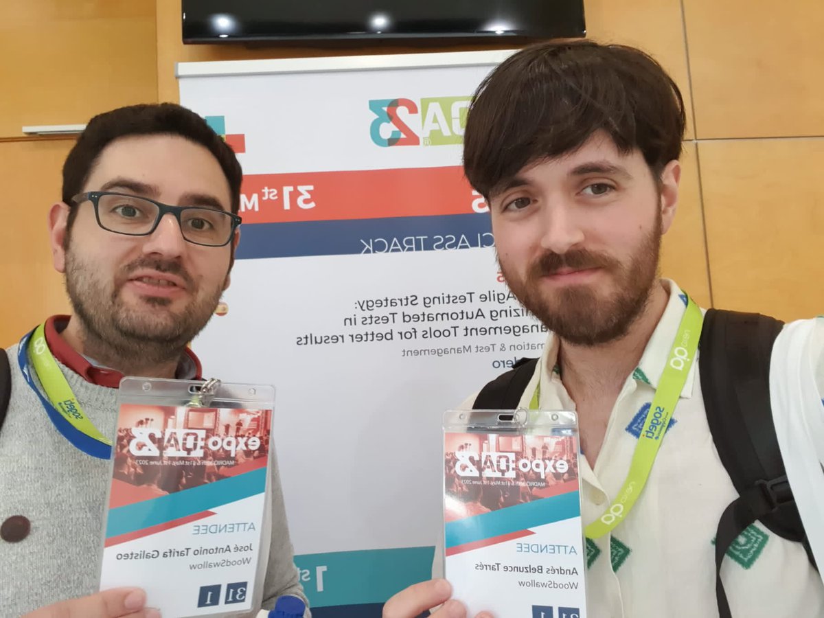 Our colleagues @JoseA_Tau and @MaztEntropy in #IFEMAMadrid at #ExpoQA23, the leading international Conference on #SoftwareTesting and #QualityAssurance 👨‍💻👋

#Testing #QA @expoQA