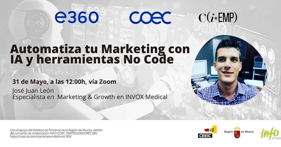 🤖 Hoy, en #Coec analizamos como captar clientes de forma automática con la #InteligenciaArtificial y las #HerramientasNoCode 

🤖 El especialista en #marketing &amp; #Growth  <a href="/leonsotojj/">José Juan León</a> nos habla de la #tecnología que utiliza y que está al alcance de todos.

#IA #Nocode #CRM