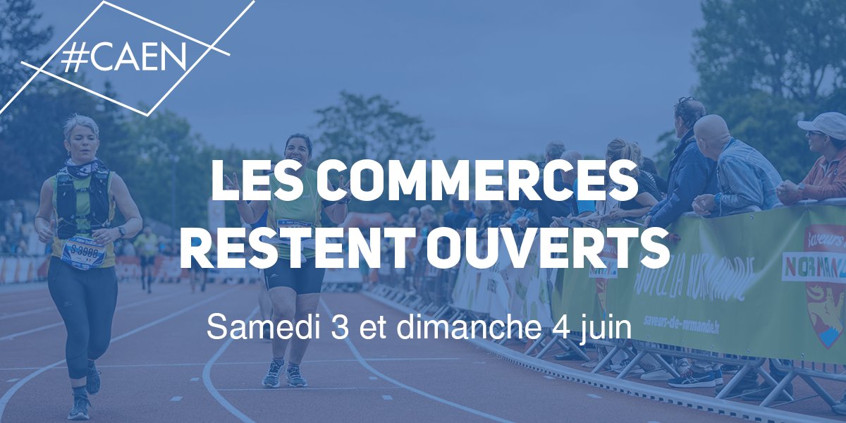 CaenOfficiel's tweet photo. ⚠️ Les commerces de #Caen restent ouverts ce week-end pendant les épreuves du #MarathondelaLiberté. Préparez votre venue en consultant les horaires des courses et leur tracé ! 
> https://t.co/T2siL6scSJ https://t.co/ICrn84SJbb