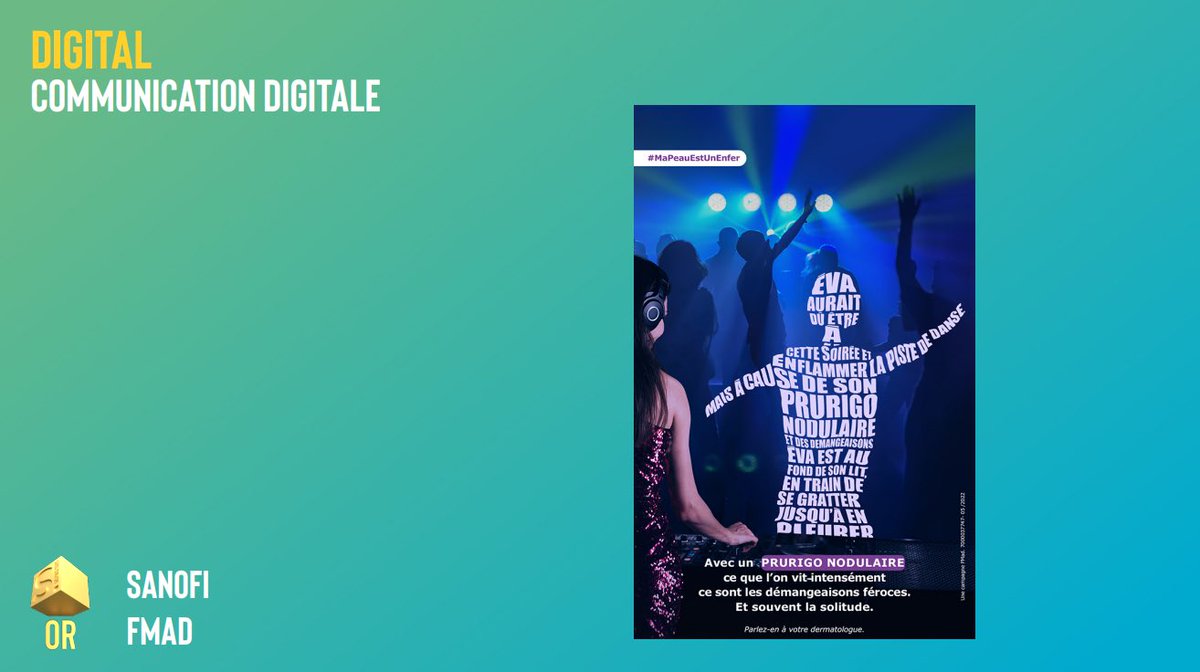 GP Stratégies de la Communication Santé 2023 – Digital / Communication digitale : un OR pour <a href="/SanofiGenzymeFR/">Médecine de Spécialités Sanofi en France</a> <a href="/SanofiFR/">Sanofi en France</a> et l’agence @AganceFMad pour la réalisation « #MaPeauEstUnEnfer ». Félicitation à eux !