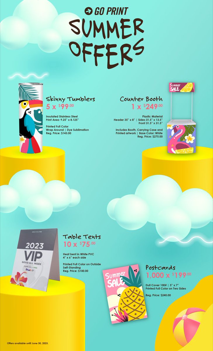 Hello Summer! ☀️ June Offers are here! 🌸 Shop online NOW: goprintpr.com | Custom promotional items | Digital Prints and more.