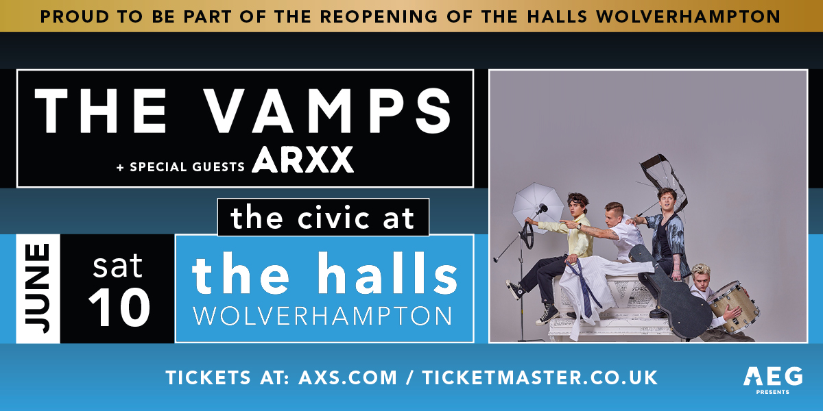 #AXSNEW @TheVampsband have announced that @arxxband will join them as their special guest at The Civic at @TheHallsWolves for their headline show on Saturday, 10th June 2023! Part of the venue's reopening season 🎉

⏰ Tickets are on sale now
🎫 w.axs.com/9K7250OAr0I