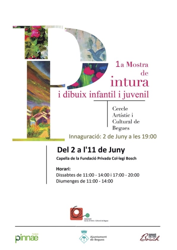 🎨 Divendres, 2 de juny, a la Fundació Bosch s'inaugurarà la 1a Mostra de pintura i dibuix infantil organitzada pel Cercle Artístic i Cultural de #Begues. La mostra es podrà veure tots els caps de setmana fins a l'11 de juny