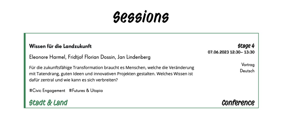 Wer sich für unsere Arbeit interessiert, kann gerne zum Panel "Wissen für die Landzukunft" auf der <a href="/republica/">re:publica</a>  kommen! Am Mittwoch, den 7.6. um 12:30 auf der Stage 4 – wir freuen uns! #rp23