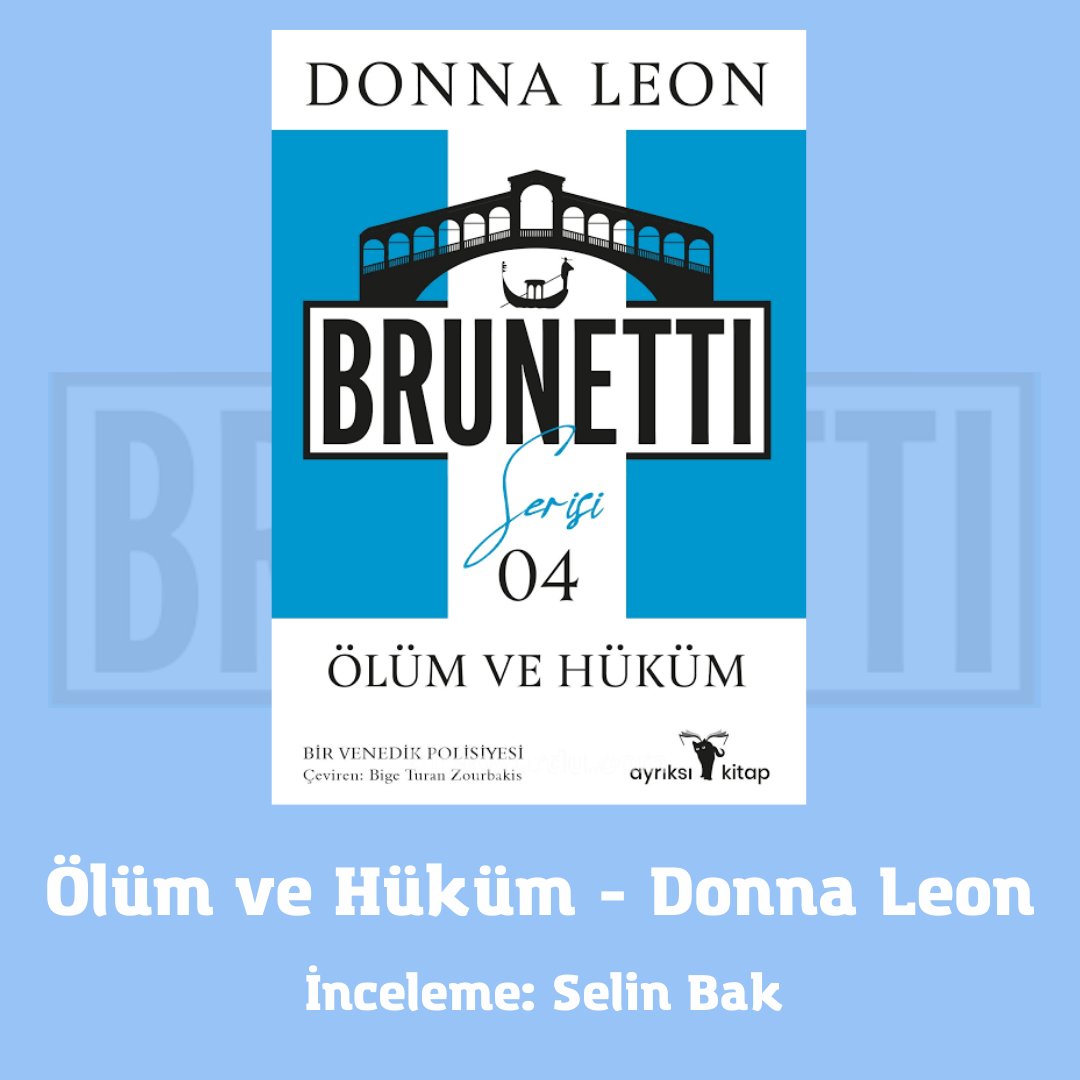 Selin Bak, Donna Leon’un Komiser Guido Brunetti serisinin dördüncü kitabı olan Ölüm ve Hüküm’ü inceledi. Yazı, 221B portalda yayında.
<a href="/selinbak_bak/">selin bak</a> 
<a href="/ayriksikitap/">ayriksikitap</a> 
221bdergi.com/olum-ve-hukum-…