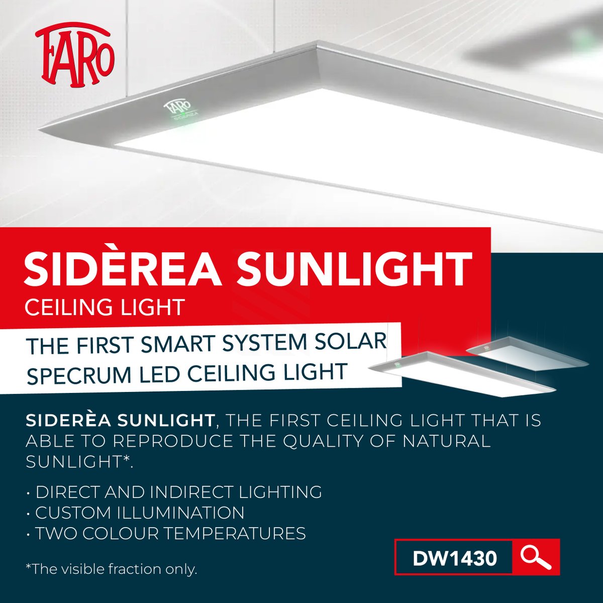 TECHNOLOGY INNOVATION AND WELLBEING
Discover the Faro SIDERÈA SUNLIGHT, a multi-directional light that achieves an illumination that is always homogeneous and proportional to the environment, avoiding both shadow areas as well as a “cave” effect.

#dentalpractice #faro