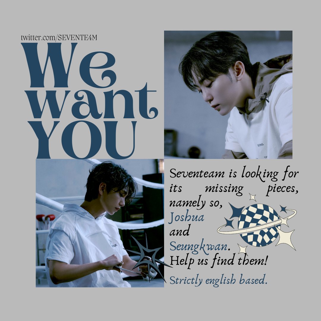 SEVENTE4M's tweet photo. SAY THE NAME. Greetings! We, once again, go on a lookout to search for our missing pieces to complete the team. For your notice; this squad runs strictly in English, both timeline and GDM. Register yourself below if you are who we are looking for. Retweets are highly appreciated! https://t.co/aTdRXOnREx