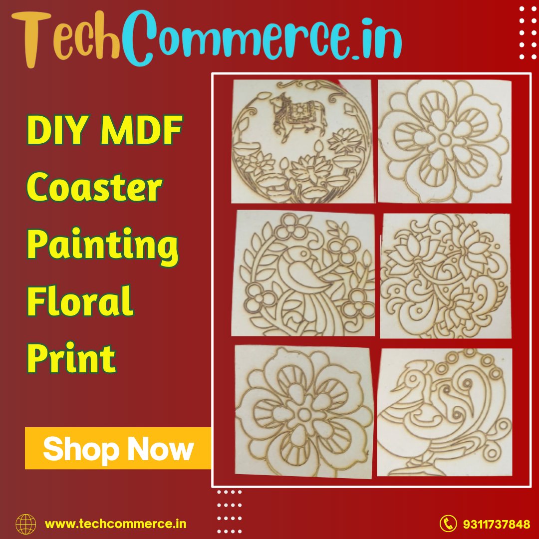 Pre Marked MDF Wooden Coaster For DIY Painting 3mm Thickness 4X4 Inch (Pack of 6) Floral Print
Buy Now
Special Offer Only Rs.100/-
click this link
bit.ly/3C25H8X

#techcommerce #champion #diypainting #diy #painting #art #MDF #Specialoffer #wooden #wallhanging #MDFwooden