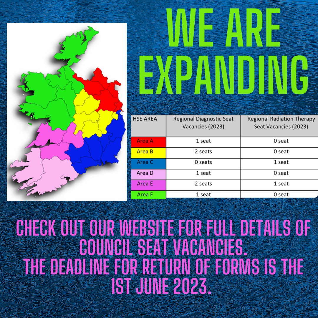 Don't forget- the deadline is tomorrow. The IIRRT Council has revised its current seat distribution, as a result of this redistribution, there are additional seat vacancies to fill. Check out iirrt.ie/about-us/counc… #IIRRT# Radiography #RTT #RadiationTherapy