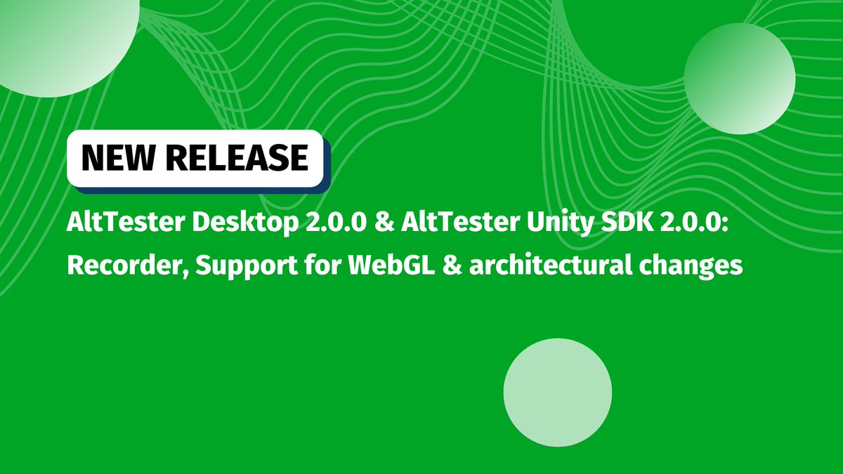 Our latest release of #AltTesterTools brings some architectural changes, new features that will enhance your testing experience, like support for WebGL and the Recorder, and also some subscription cost updates.     

You can read more details about our latest release in the…