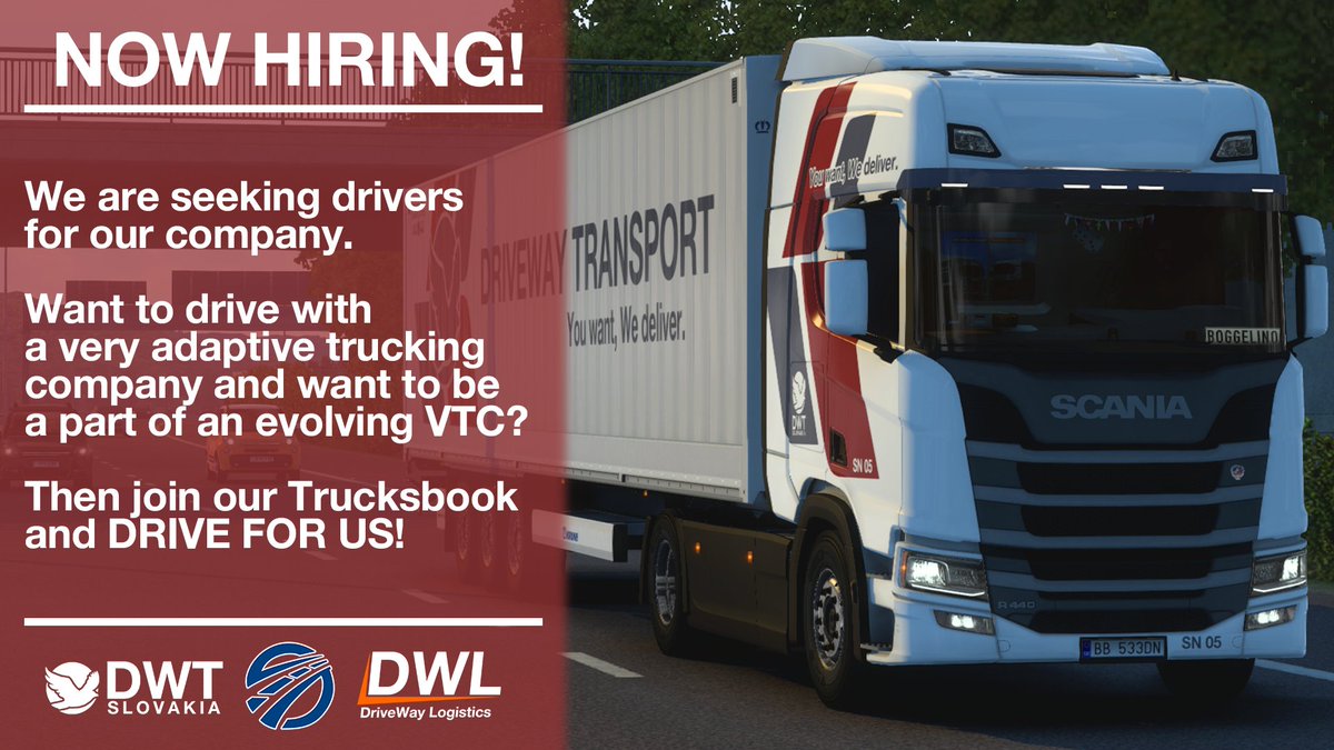 📯An announcement We are hiring to our #TrucksBook. So do not hesitate and be a part of our VTC! More on our website in bio.
#VTC #ETS2 #DWG #nowhiring