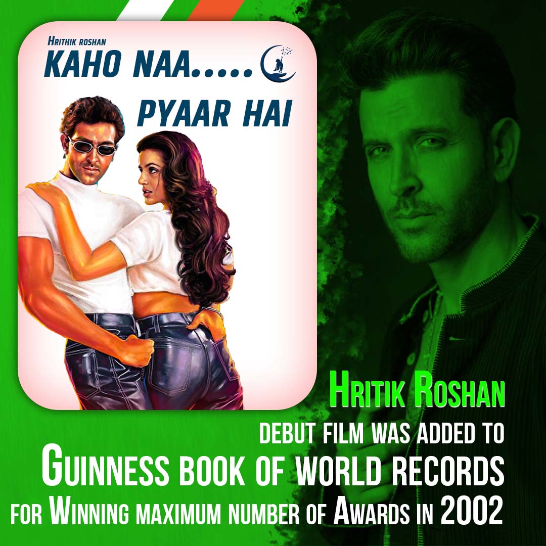 Do you know?

Hritik Roshan movie 'Kaho na Pyaar hai' has 92 Awards in 2002, and it was added to Guinness world Records.

#hritikroshan #ameeshapatel #movie #kahonapyaarhai #records #Awards #GuinnessWorldRecord @iHrithik @ameesha_patel #BollywoodNews #moviefact #Bollywood #fact