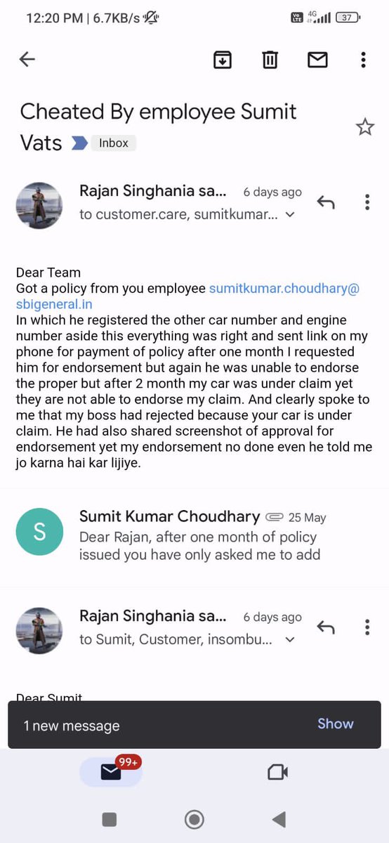 kumarajan95's tweet photo. @sbigeneral @SBILife @SBI_FOUNDATION @TheOfficialSBI @sbi
Dear Team 
Got a policy from your employee in which cheated me clearly by entering others vehicle RC details raised complain on mail didnot get reply from senior end 
Policy number - P01090123919160
@irdaindia https://t.co/zIj63fKBOG