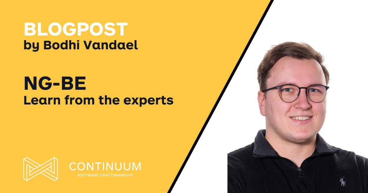 continuumbe's tweet image. Our Front-end Crafter Bodhi recently attended the NG-BE conference in Ghent. Read his thoughts and insights via his blogpost! #blog #conference #craftsmanship #angular
continuum.be/en/blog/ng-be-…