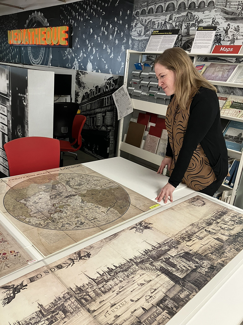 TheLdnArchives's tweet photo. Steph, a member of our Public Services Team, has three centuries of maps out in the Mediatheque area. Find out more about our map collections and resources on the LMA website> https://t.co/OuUOMtJUwH
#Maps #MeetTheTeam #MappingLondon https://t.co/954YAPNMM2