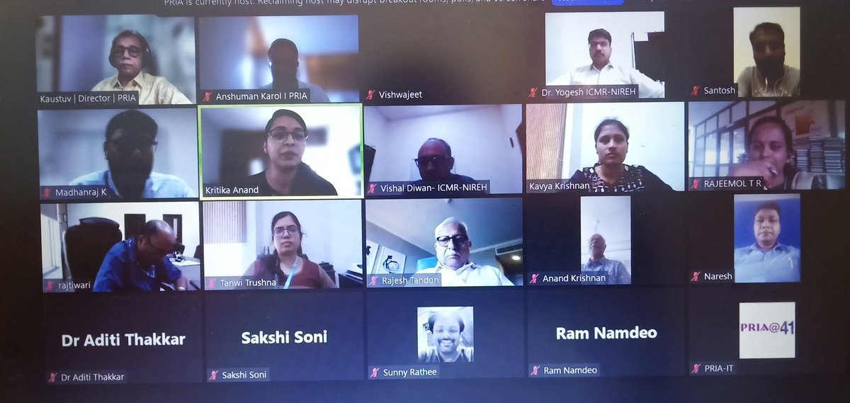 <a href="/PRIA_Academy/">PRIA International Academy - PIA</a> in Collaboration with <a href="/nirehbhopal/">ICMR NIREH BHOPAL</a> concluded 2nd Cohort of Six weeks online course on Community Based Participatory Research in Environmental Health 
Out of 59 applications 17 shortlisted and 13 participants successfully completed the course <a href="/RTandon_PRIA/">Rajesh Tandon</a>
<a href="/KaustuvK/">Kaustuv</a>