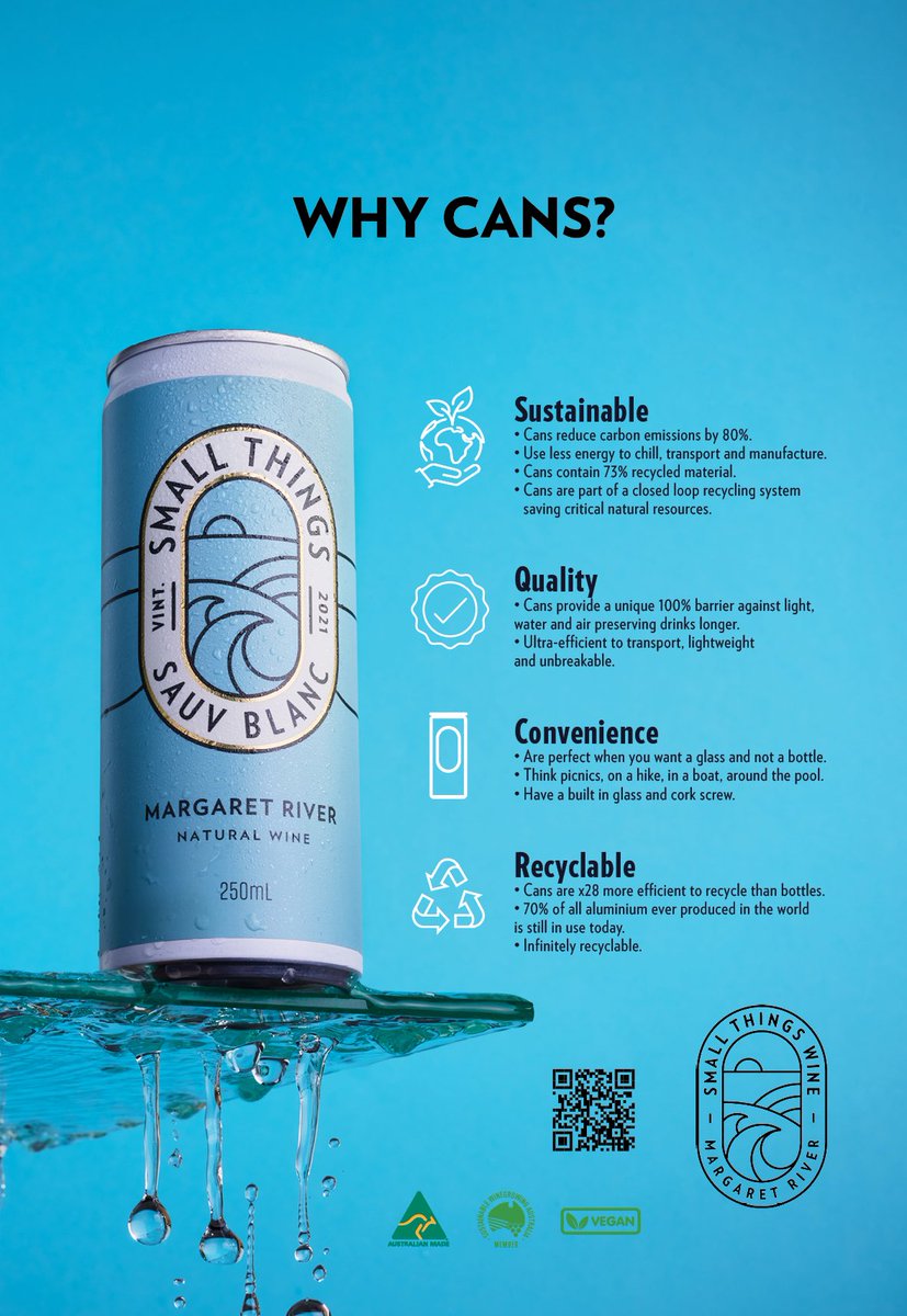 smallthingswine's tweet photo. If most wine is consumed within 2 weeks of purchase, does it matter if it comes in a glass bottle? We say it doesn’t…. cans are leading the conversation regarding sustainability in wine. ‘Wine Not’!! #wineincan
#sustainablewine #liveunbottled
📸@digitalpeaches https://t.co/fnziICv4E1