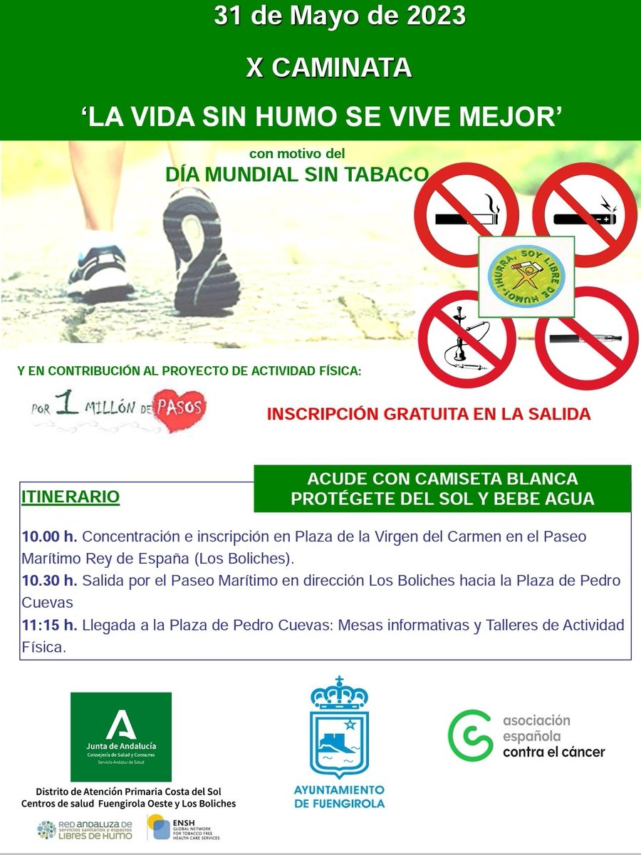 CentroDeSaludFO's tweet photo. Buenos dias, acompañadnos a la X Caminata "La vida sin humo se vive mejor" https://t.co/uvgsR664DY