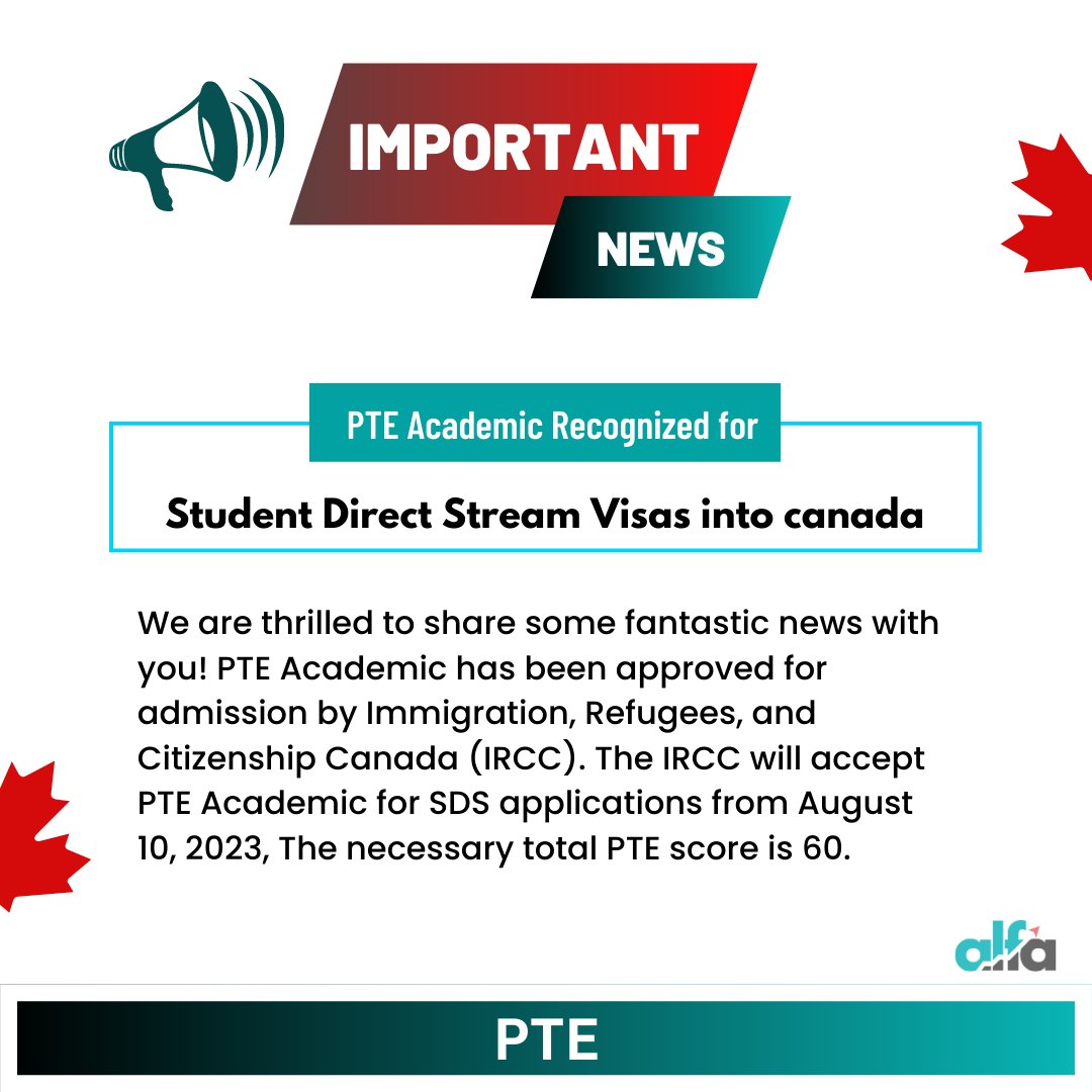 Good news for PTE Aspirants 

💻 Check It @ alfapte.com
✅ For Detailed Information about PTE Academic Test
📲Chat with us on WhatsApp: +61 470 260 221

#PTETips #PTEExamPreparation #PTEMockTest #PTEOnlineCoaching #PTETest
#canada #news #studyabroad