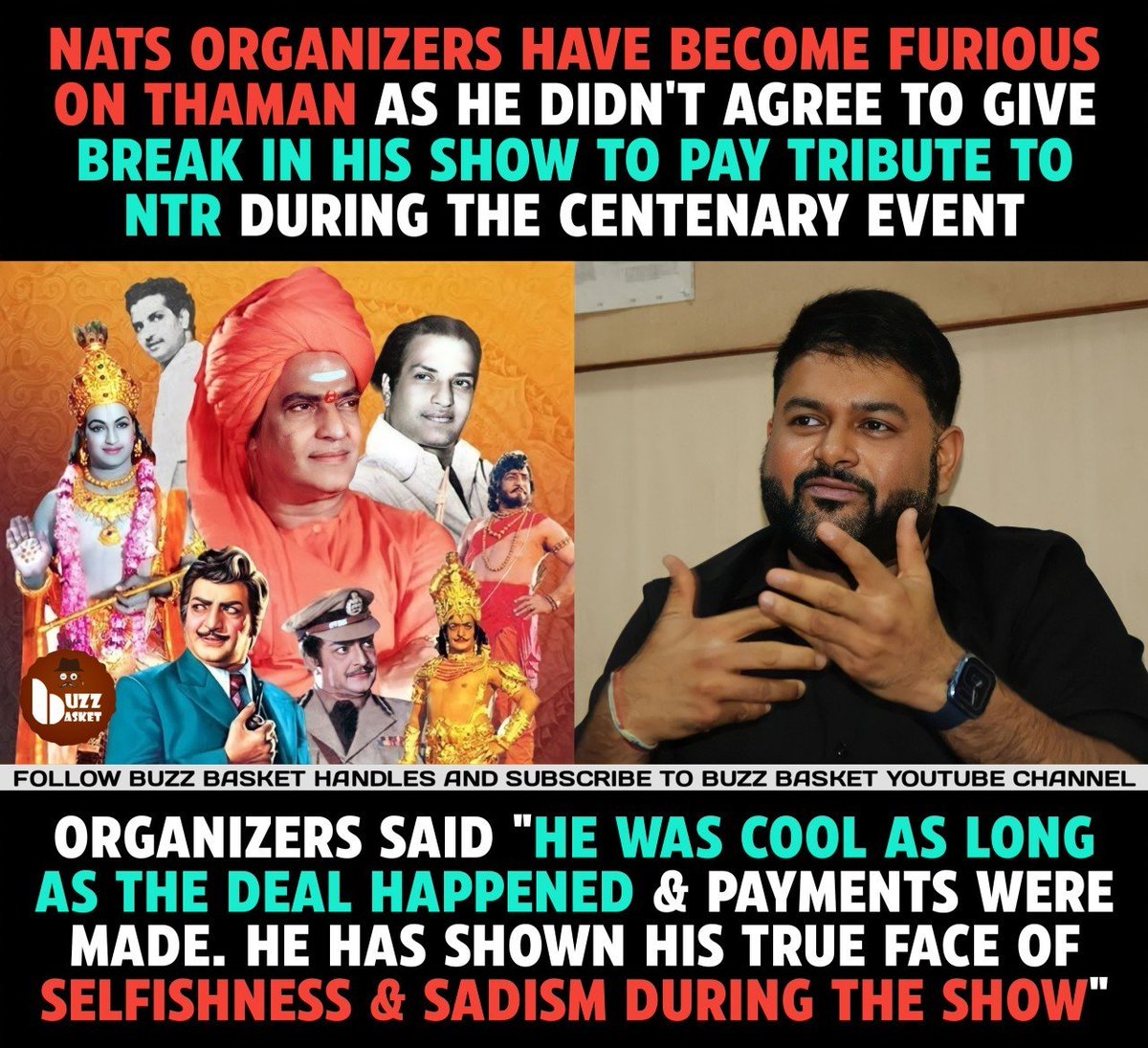 #Thaman did not agree to give break in his show to pay tribute to Legendary #NTR. 

#NTRCentenary #NATS #NorthAmerica #SrNTR