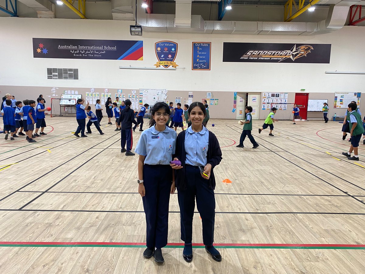AIS_Grade6's tweet photo. Grade 6 students Meera and Reem have been organising sports tournaments for other students during lunchtime. Great leadership Meera and Reem!

#AISGrade6 #AISPriamrySch #AISSports https://t.co/xujqJysIgp