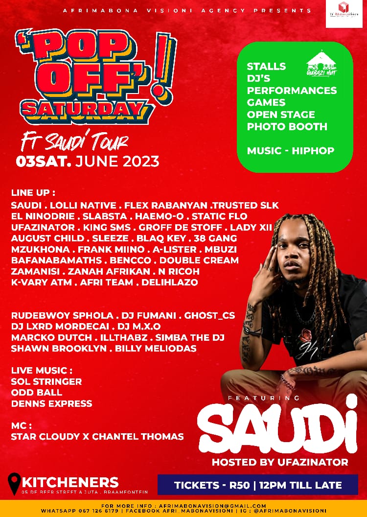 Slabsta's tweet photo. It's a #PopOff this Saturday @BarKitcheners Ft #SaudiTour Catch me live performing some of my jams 🎤💪🏾 https://t.co/a5F2fgYt8W
