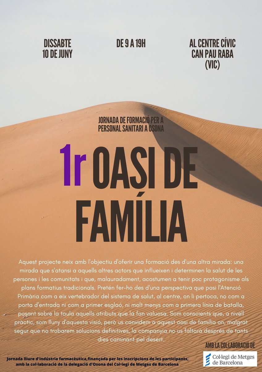 No us deixeu perdre aquesta oportunitat perquè promet ser tota una experiència. Encara queden places!