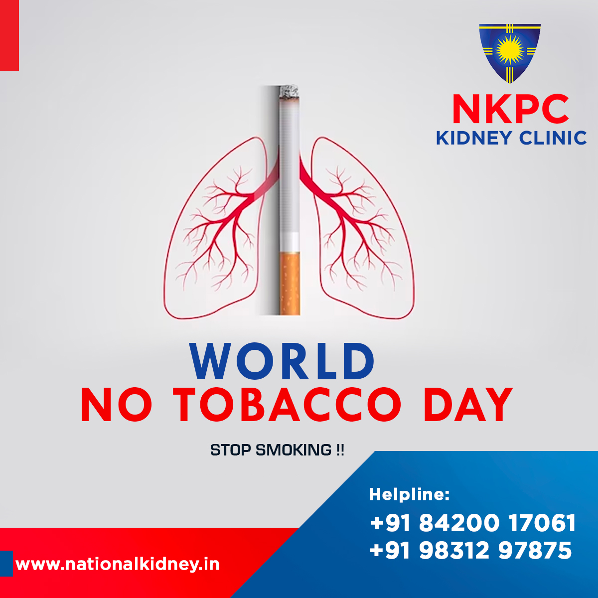 NationalKidney's tweet photo. Life is too precious to smoke tobacco &amp; therefore, we must save ourselves from it!!  Warm Wishes from #NKPC on World No Tobacco Day!! #notobaccoday #notobaccodaywishes #notobaccoday2023 https://t.co/kXG0hZujaE