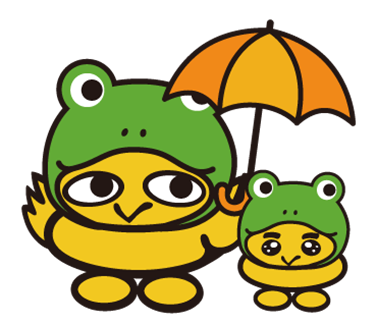 5時です！「ケロ（6）ケロ（6）」今日はカエルの日です🐸🌂 ということ