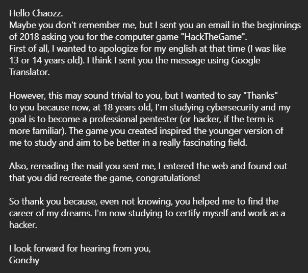 hackthegame's tweet image. It's hard to describe how much I appreciate little messsages like this.