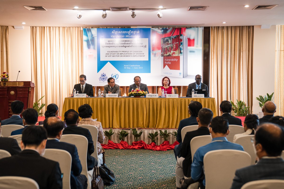 UNCambodia's tweet photo. Validation Workshop for Cambodia's Vulnerability Profile is underway! 🇰🇭 The workshop, led by @UNCTAD and Cambodia’s Ministry of Planning, aims to identify key vulnerabilities and develop a national roadmap for #LDC graduation. https://t.co/rRHgKsN5it