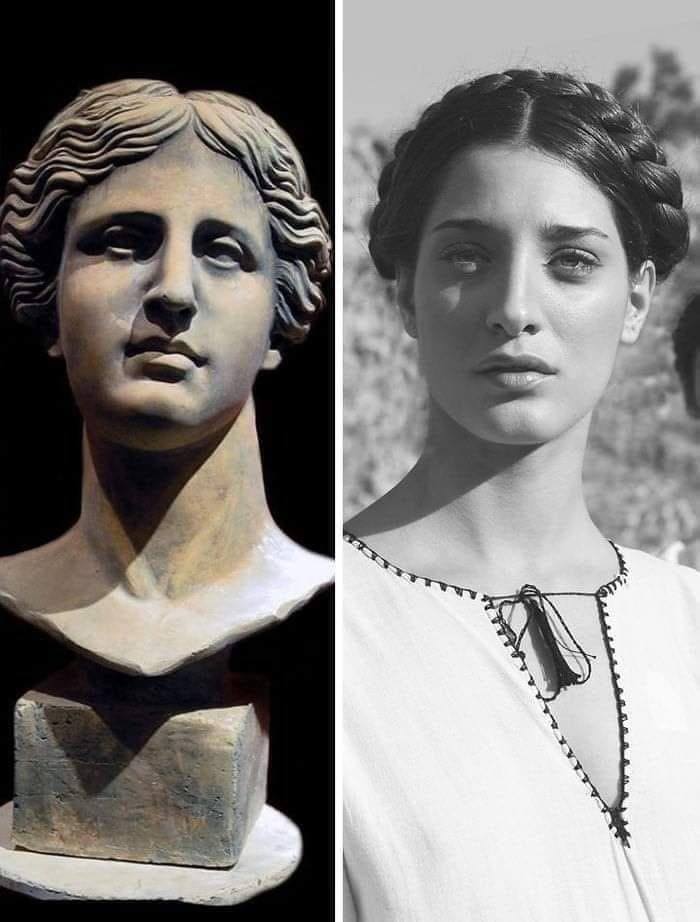 Gorgeous likeness of the statue of Aphrodite, the goddess of love and beauty, and the Greek model Andri Cartoni.

Credit: History, Archeology and Art Works