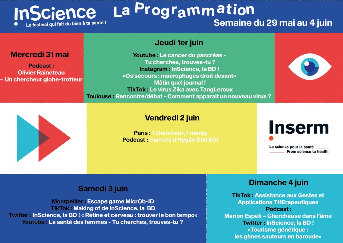InScience_fest's tweet photo. ⌛️J-1 avant le lancement d'#InScience2023 ! 
En attendant, on vous fait découvrir la programmation en présentiel et en ligne de la semaine !👇 https://t.co/flukXcMeGt